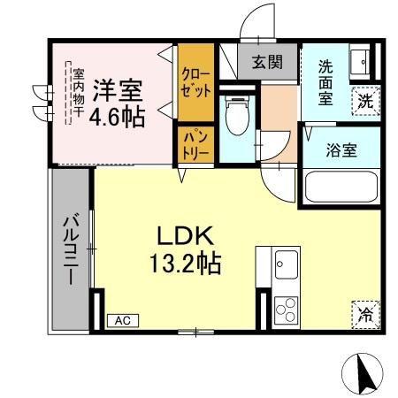 フタバテラス(1LDK/2階)の間取り写真