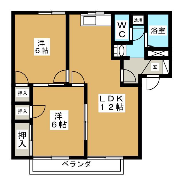 サンパレス平野 B(2LDK/2階)の間取り写真