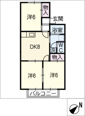サン・ヤマシゲ(3DK/1階)の間取り写真