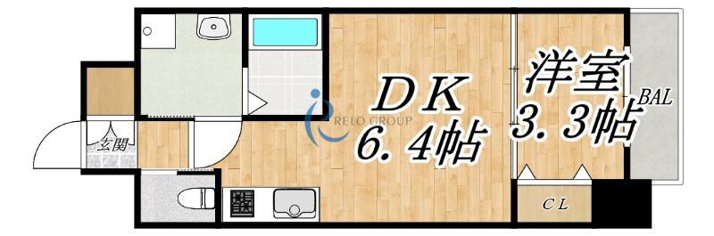 グローバープレミア長居公園東(1DK/10階)の間取り写真