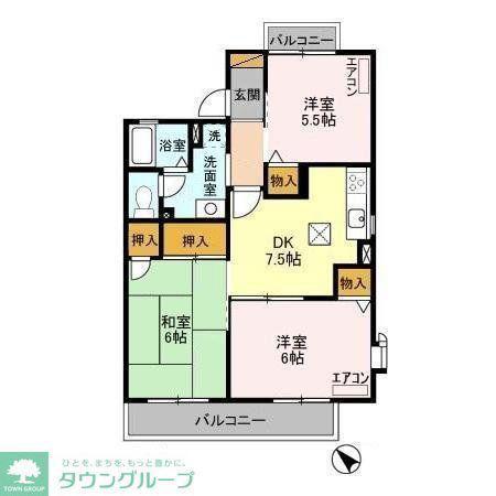 クラウン南流山(3DK/1階)の間取り写真