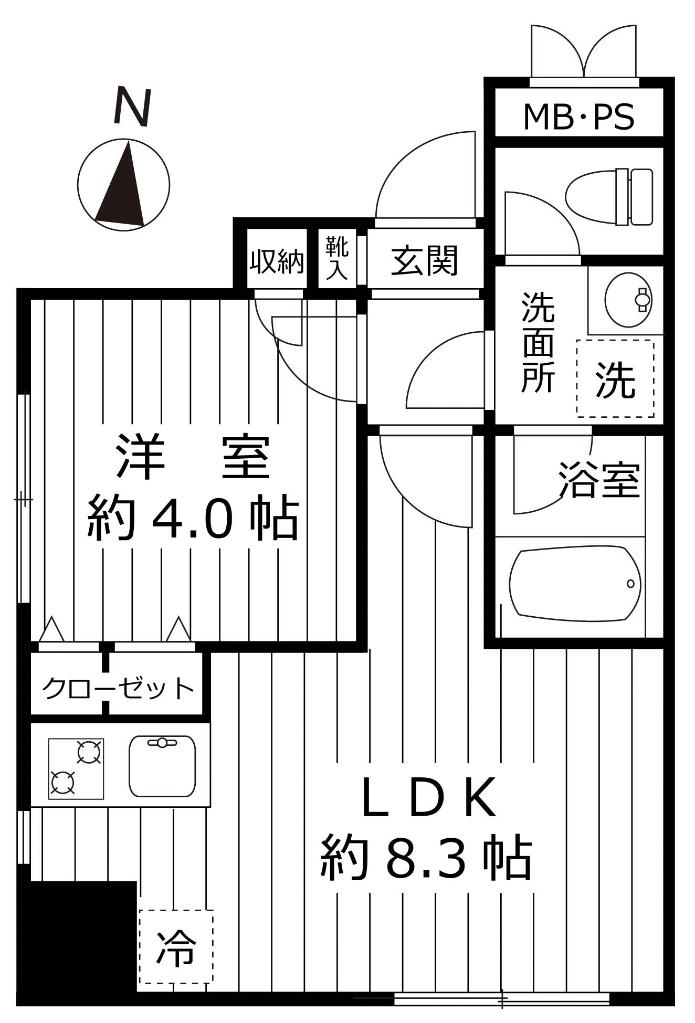 ヒルズコート本郷(1LDK/1階)の間取り写真