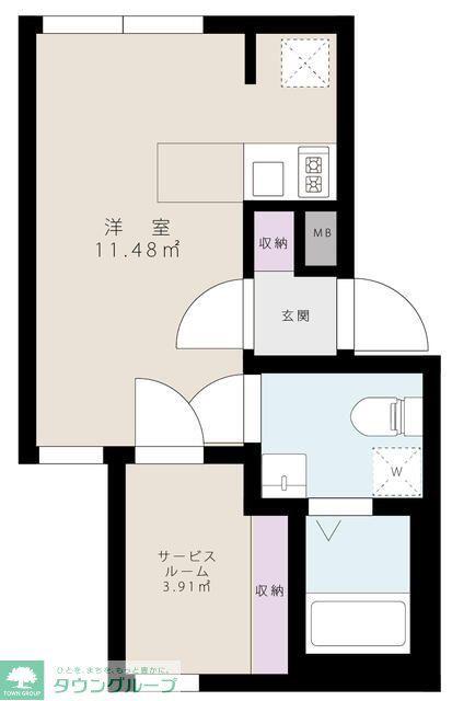 ヴァンベール東日暮里(ワンルーム/1階)の間取り写真