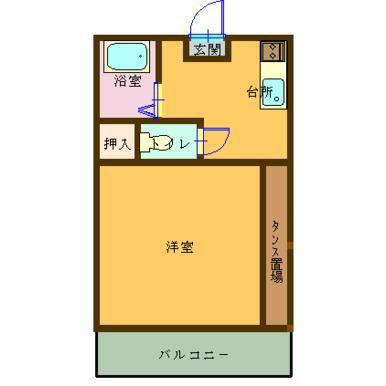 フラワーハイツB棟(1K/2階)の間取り写真