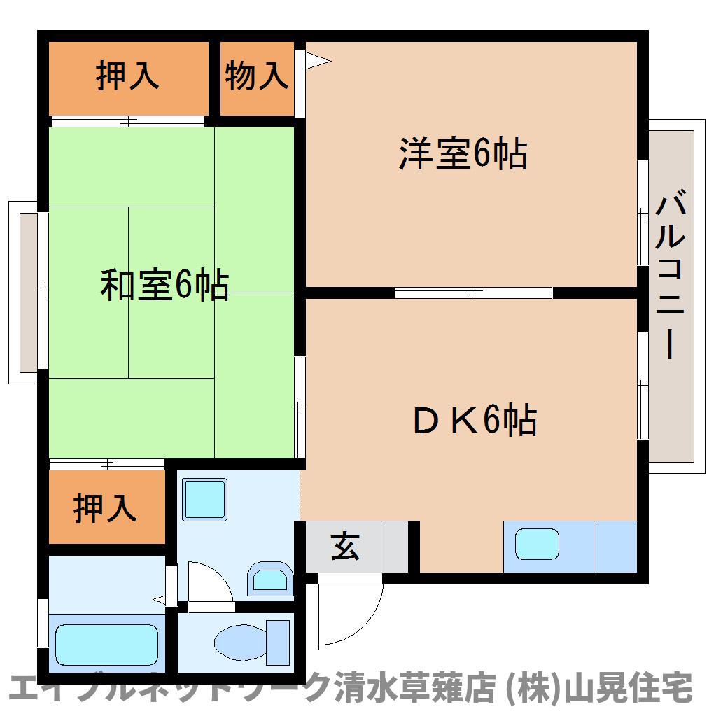 アメニティ92(2DK/1階)の間取り写真