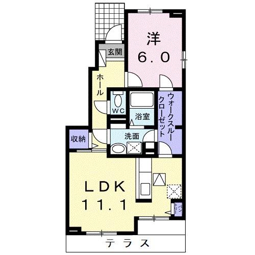 ハニーエンジェル(1LDK/1階)の間取り写真