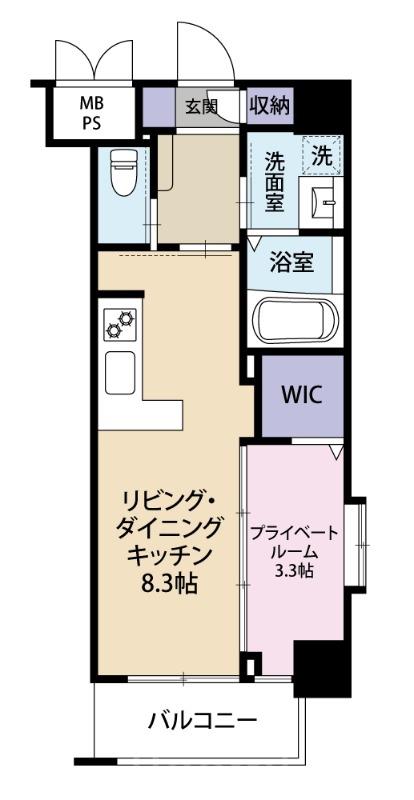 ネストピア博多シティ(1LDK/2階)の間取り写真