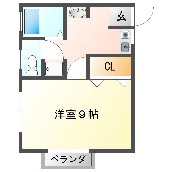 ヒルサイドM(1K/2階)の間取り写真