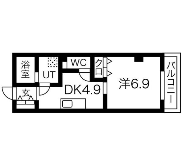 LA VERITEノムラ大喜新町(1DK/4階)の間取り写真