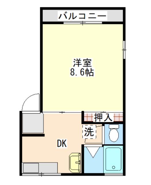 レーベン旭町(1DK/2階)の間取り写真