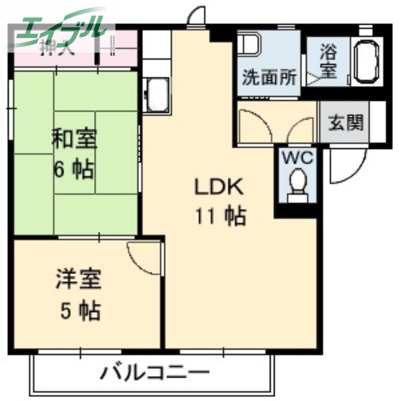 ヴィンテージA棟(2LDK/2階)の間取り写真