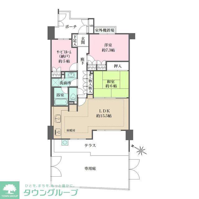 テラス氷川台(2SLDK/1階)の間取り写真