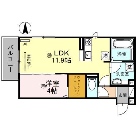 D-ROOM N.大谷II(1LDK/2階)の間取り写真