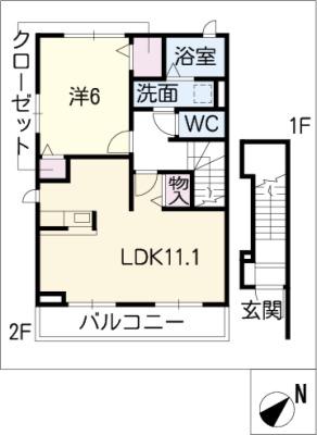 LUANA-NA(1LDK/2階)の間取り写真