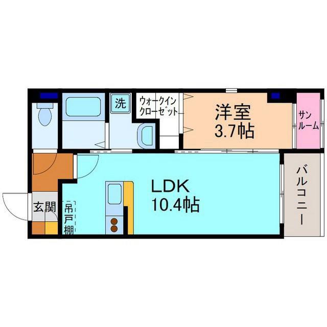 ドリーム新庄B棟(1LDK/2階)の間取り写真