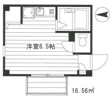 曙ハイツ(ワンルーム/2階)の間取り写真