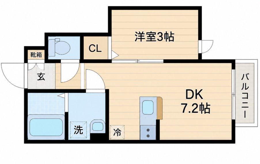 宮町4丁目APB棟(1DK/1階)の間取り写真