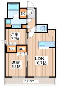 パークアクシス仙台西公園(2LDK/9階)の間取り写真