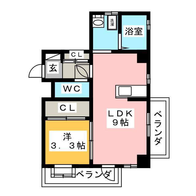 ラセーヌ高宮(1LDK/4階)の間取り写真