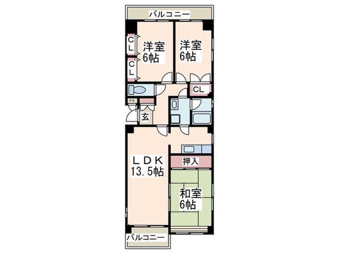 エミネンスみたけ台(3LDK/3階)の間取り写真