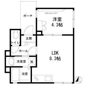 グラーティア(1LDK/1階)の間取り写真