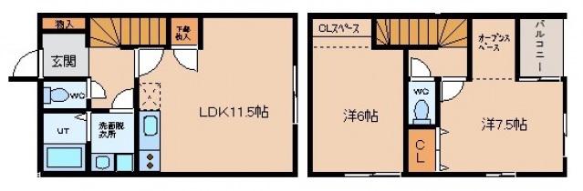 KY COURT けやき(2LDK/1階)の間取り写真