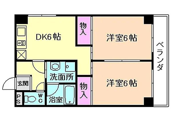 メゾンアーサー(2DK/2階)の間取り写真
