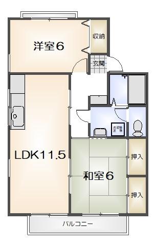 セジュール文化の森 F(2LDK/1階)の間取り写真