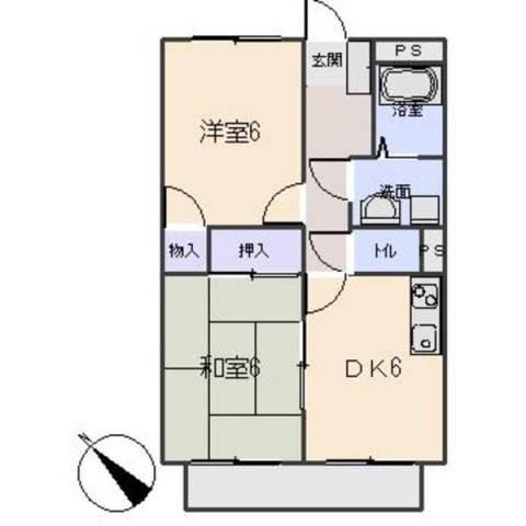 サープラスII市川 A・B(2DK/1階)の間取り写真