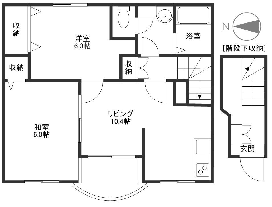 クレストール福泊B(2LDK/2階)の間取り写真