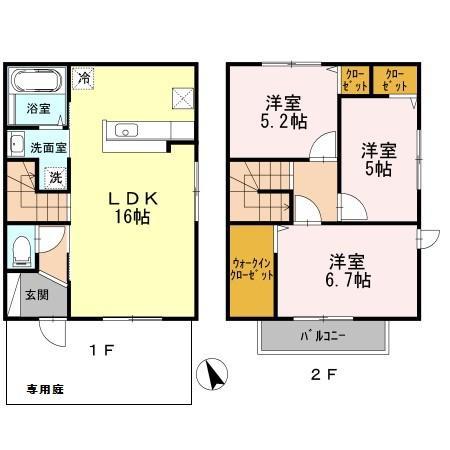 アルコバレーノV(3LDK/1階)の間取り写真