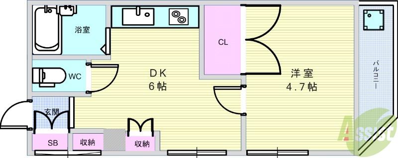 サンヴェルデ瀬川(1DK/2階)の間取り写真
