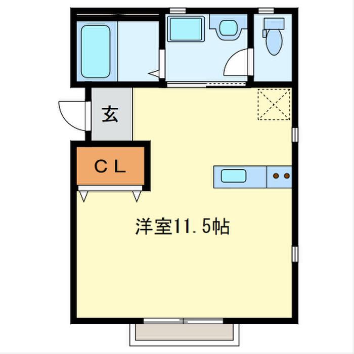 ドエルF A棟(ワンルーム/2階)の間取り写真