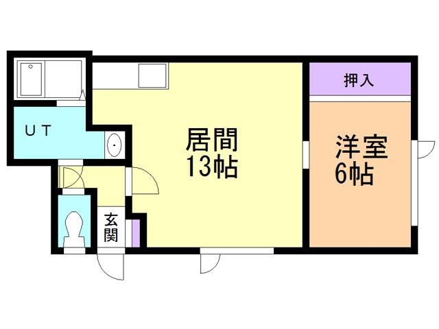 ドエル築地(1LDK/1階)の間取り写真