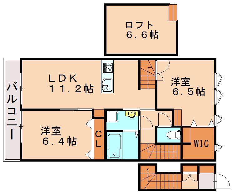 アルヴィータ東郷(2LDK/2階)の間取り写真