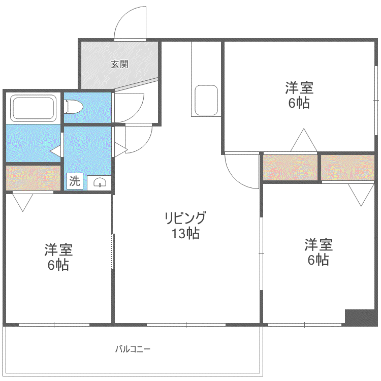 グレイス北野(3LDK/1階)の間取り写真
