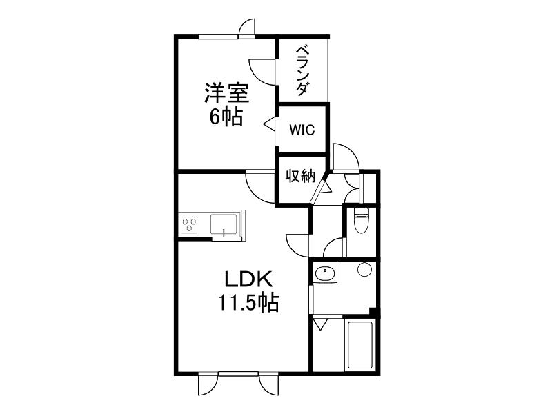 PIENO(1DK/1階)の間取り写真