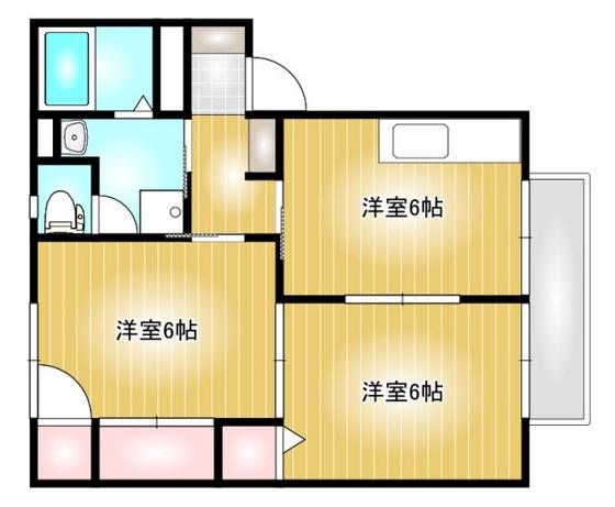 サンライズW(2DK/2階)の間取り写真