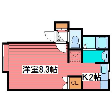 メゾンコリーヌ(1K/2階)の間取り写真