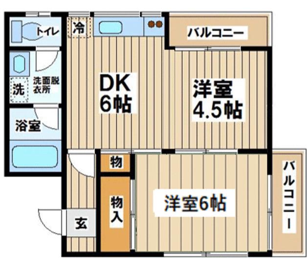 西国立コートビレッヂ(2DK/3階)の間取り写真