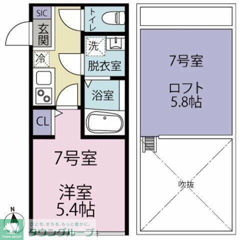 パークメゾン鷺沼(1K/2階)の間取り写真