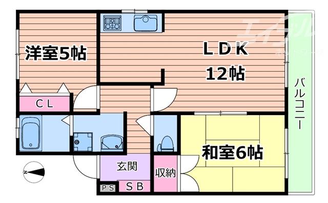 ATTRA(2LDK/3階)の間取り写真
