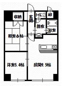 朝日プラザ旭川5条通(2LDK/6階)の間取り写真