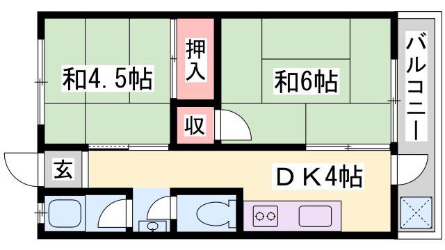 高砂ファミリーマンション(2K/3階)の間取り写真