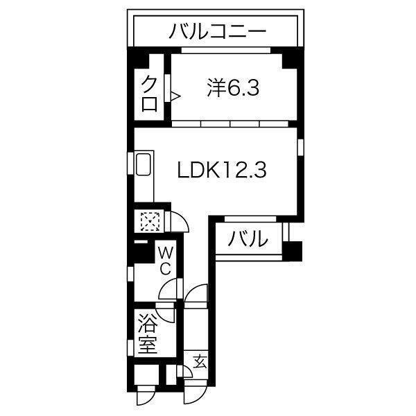 ライジング泉H・Mビル(1LDK/6階)の間取り写真