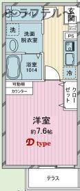 GROWTH-RING新所沢(1K/1階)の間取り写真