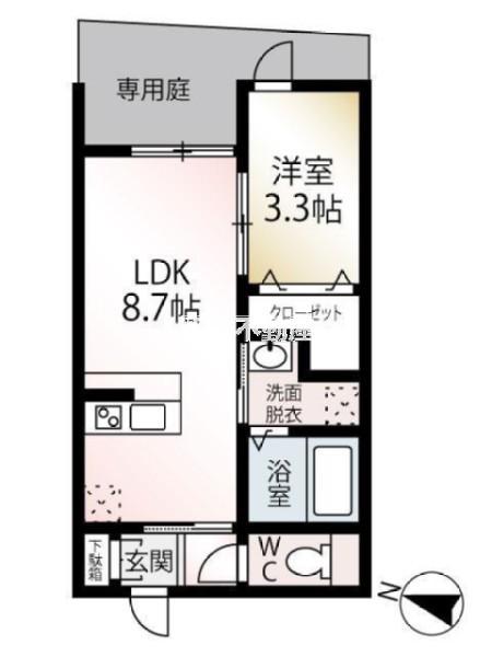 スペリオーレ二日市(1LDK/1階)の間取り写真