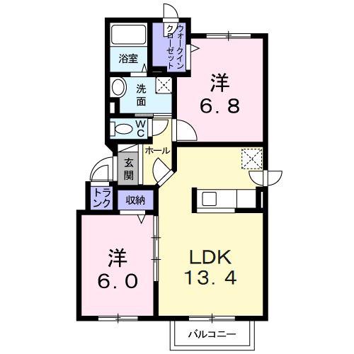 インプレス(2LDK/3階)の間取り写真