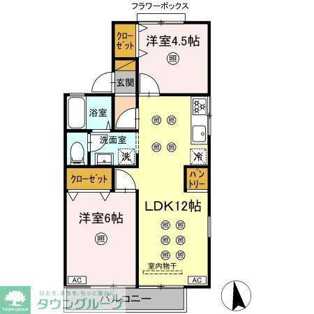 セジュールハイツII(2LDK/2階)の間取り写真