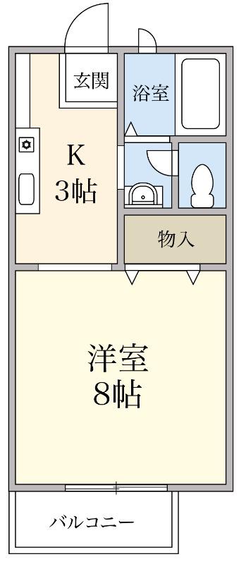 パナハイツ三山 A(ワンルーム/2階)の間取り写真